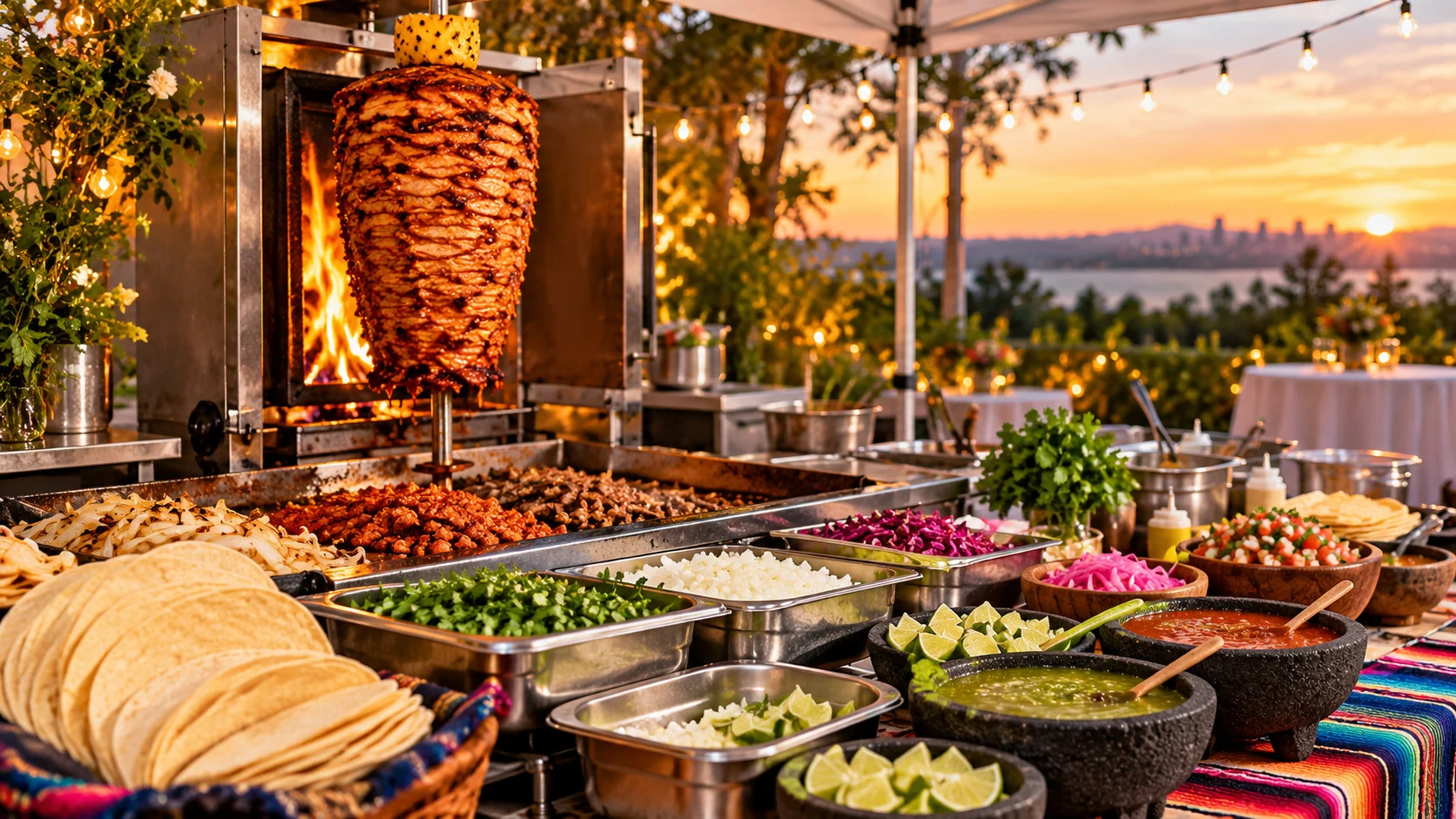 Illustrative sunset taquiza setup